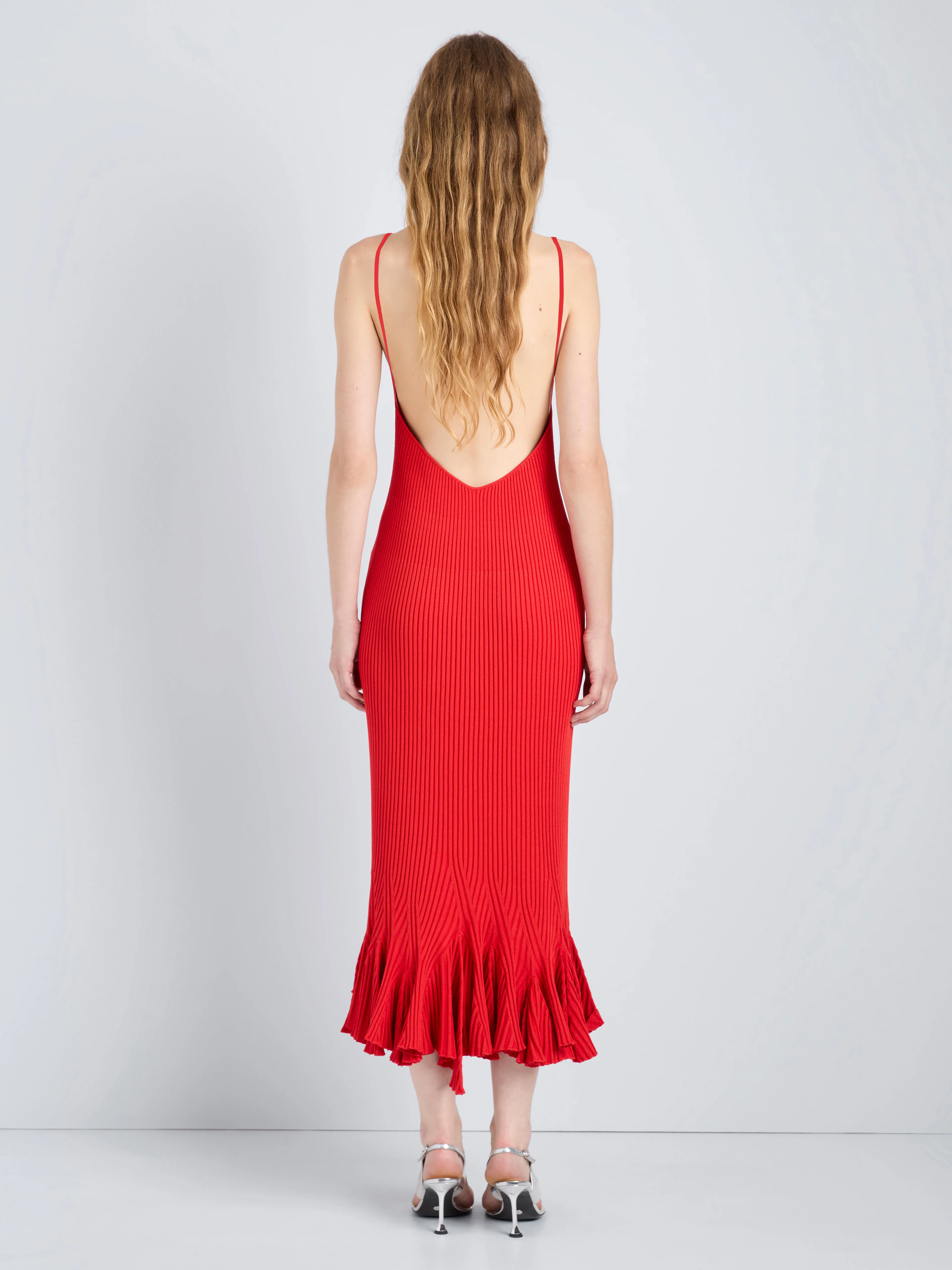 Giuditta Dress in Viscose Ribbed Godet - Image 4