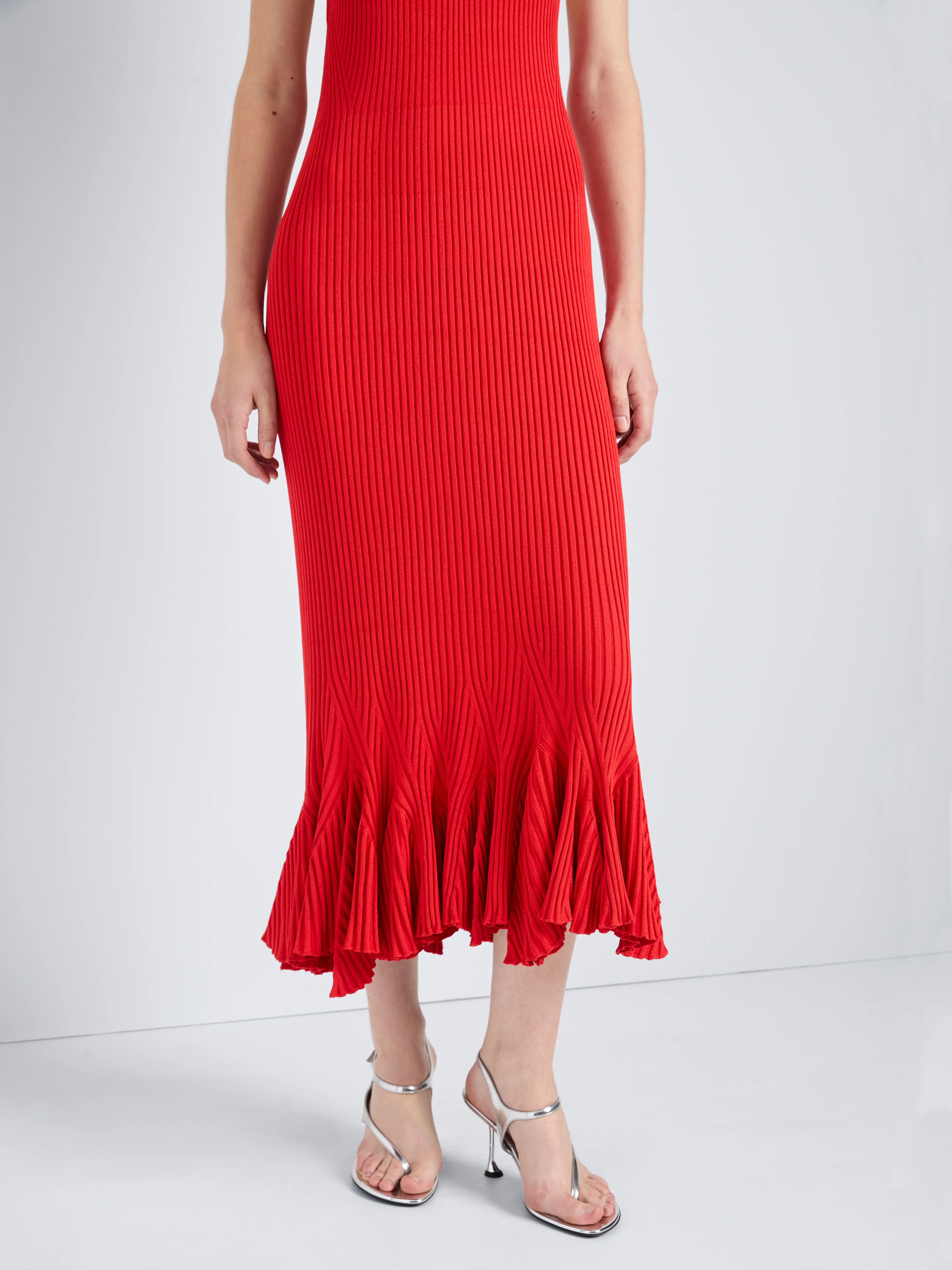 Giuditta Dress in Viscose Ribbed Godet - Image 5