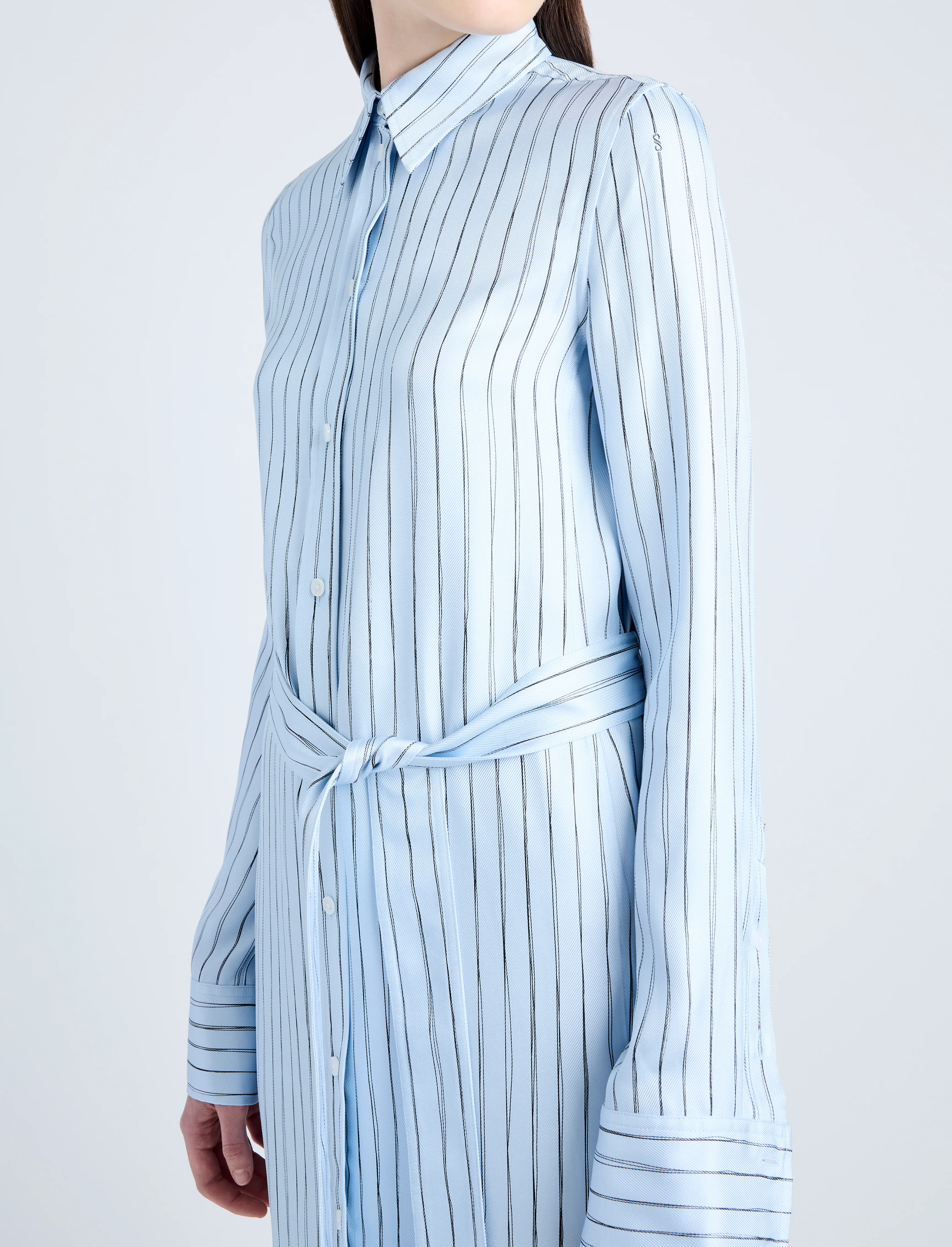 Hannah Dress in Stripe Silk Twill - Image 5