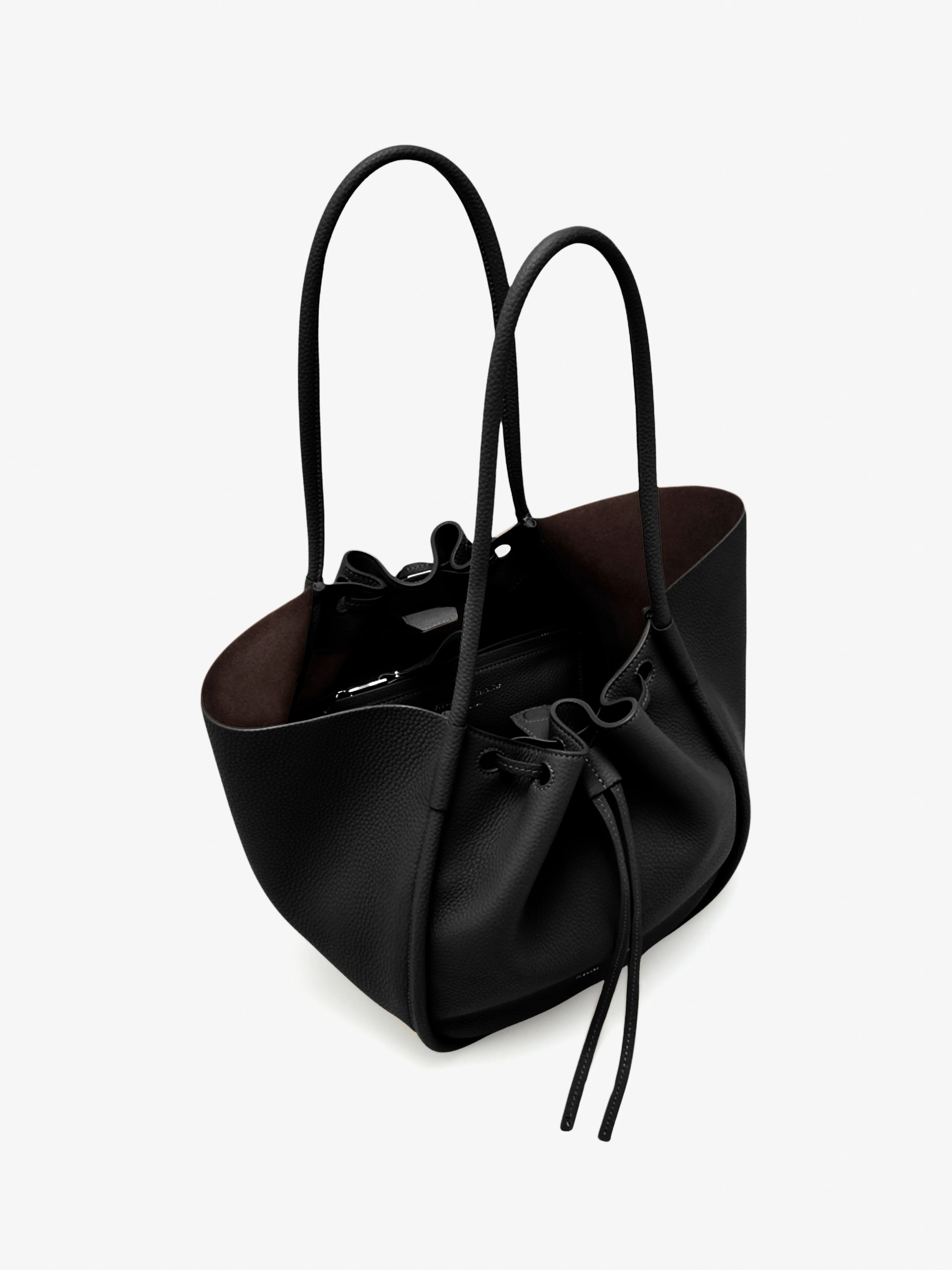 Large Ruched Tote in Soft Pebbled Calf - Image 5