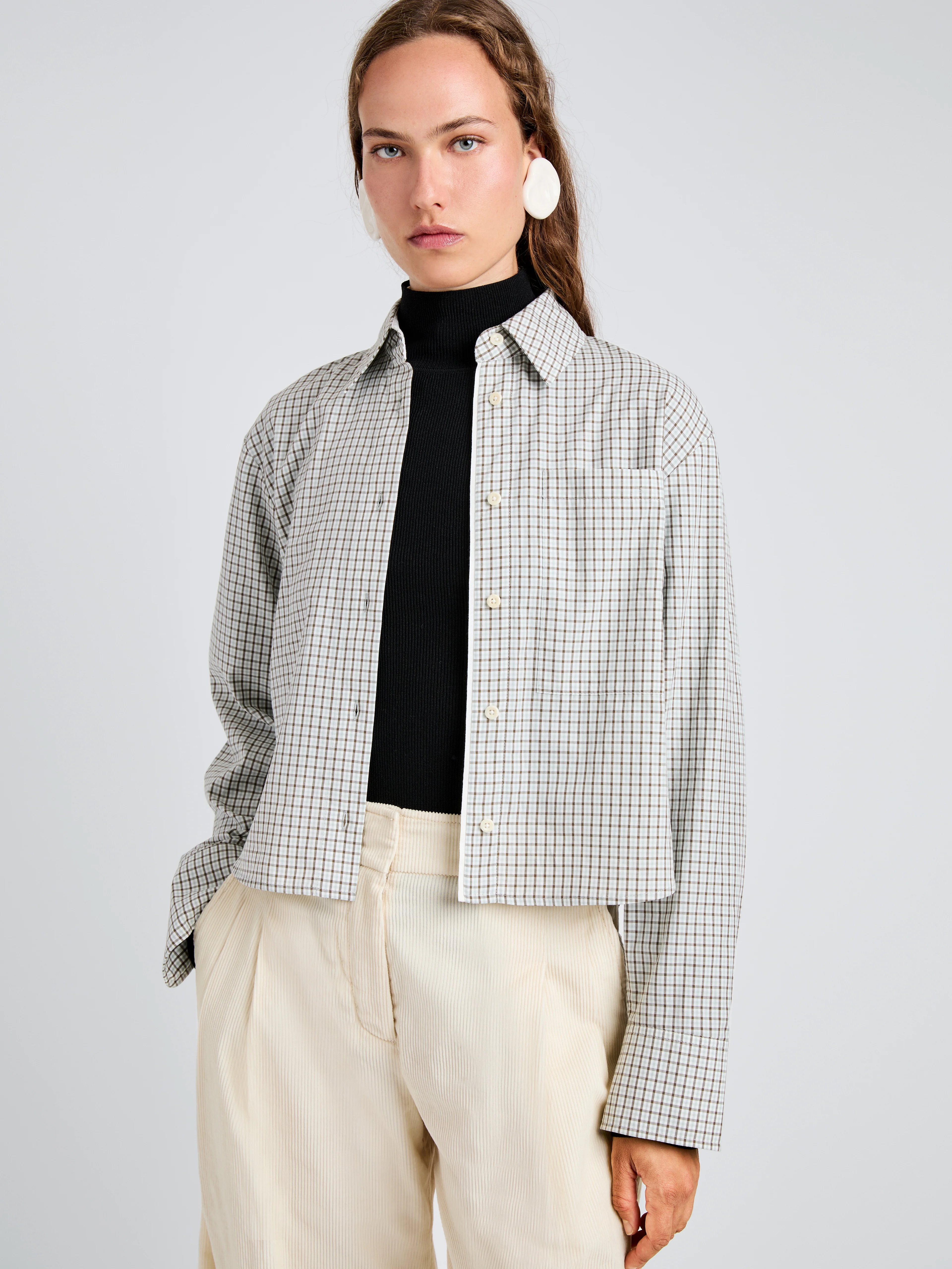 Olive Shirt in Check Shirting - Image 6