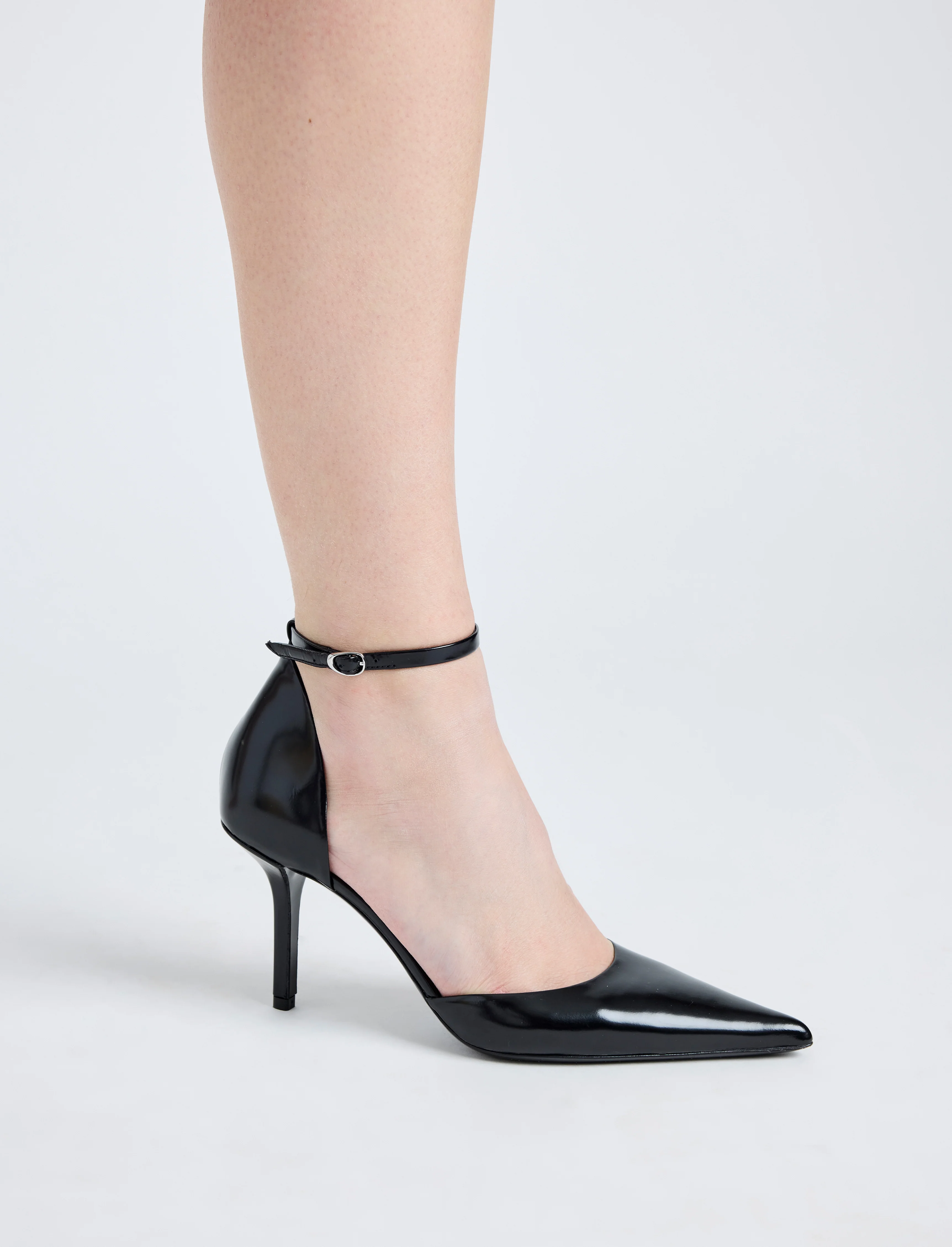 Slash Ankle Strap Pumps in Spazzolato Leather - Image 5