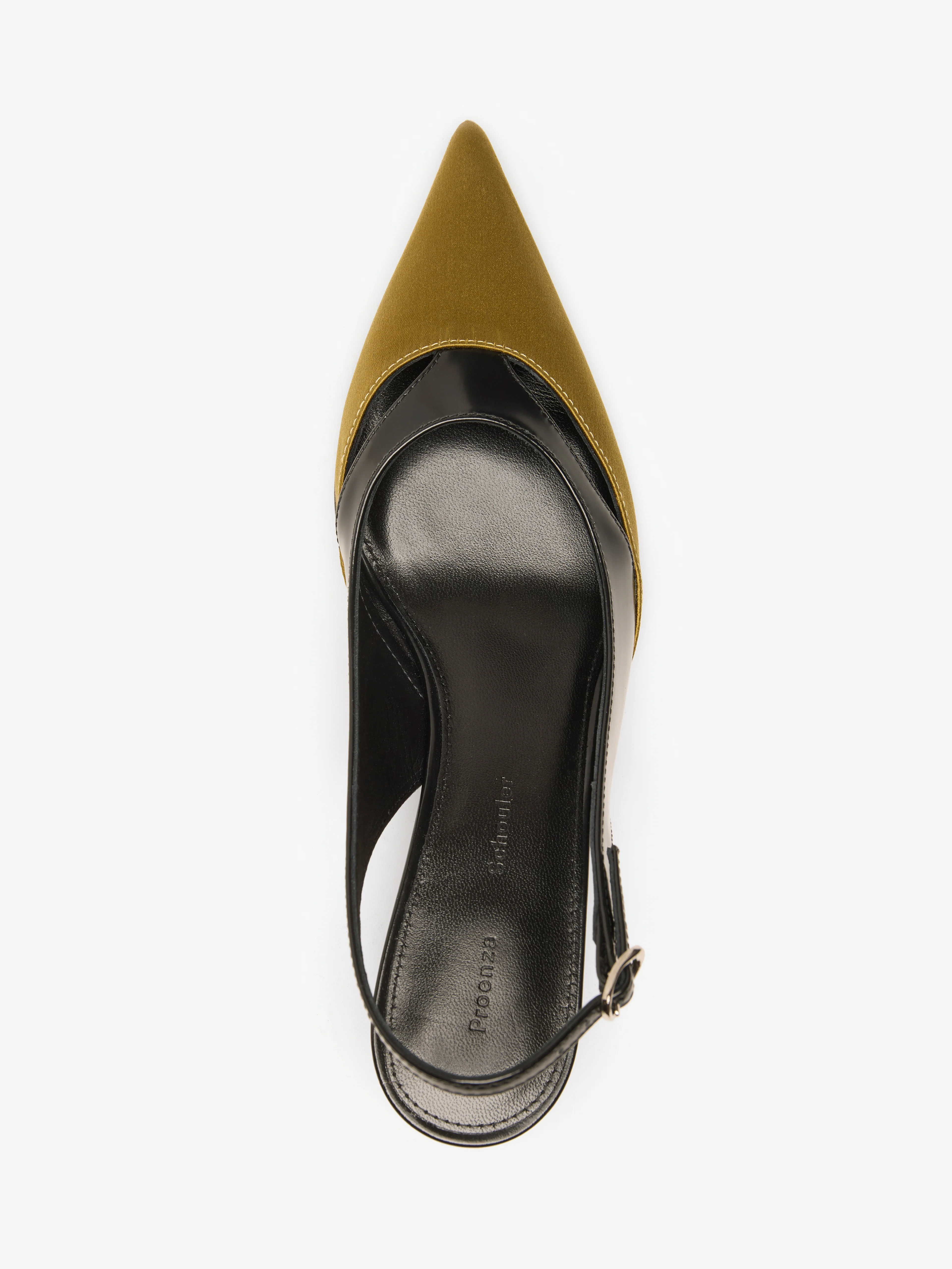 Slash Slingback in Spazzolato and Satin Combo - Image 3